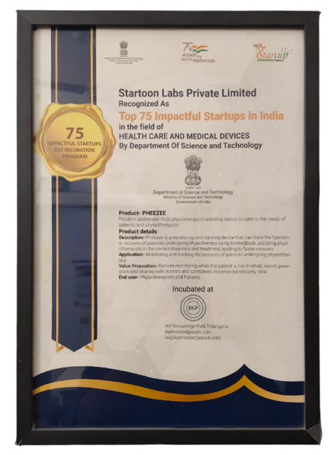 Top 75 Startups - Dept. of Science and Technology, Govt. of India